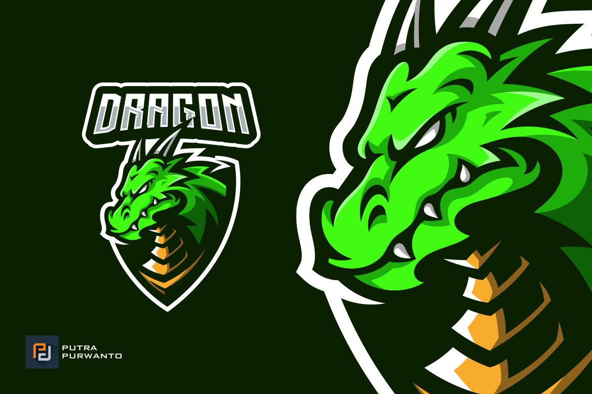 Dragon Mascot Esport Gaming Logo cover image.