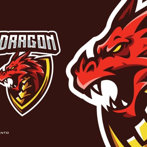 Dragon Mascot Esport Gaming Logo cover image.