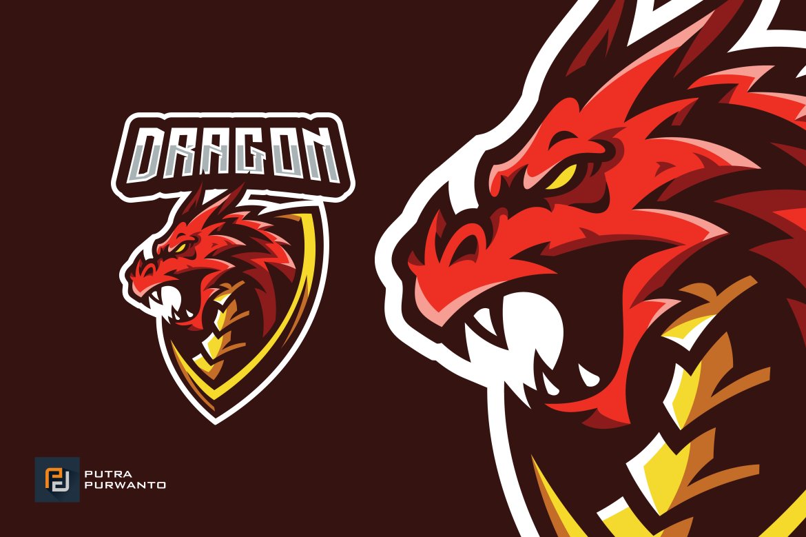 Dragon Mascot Esport Gaming Logo cover image.