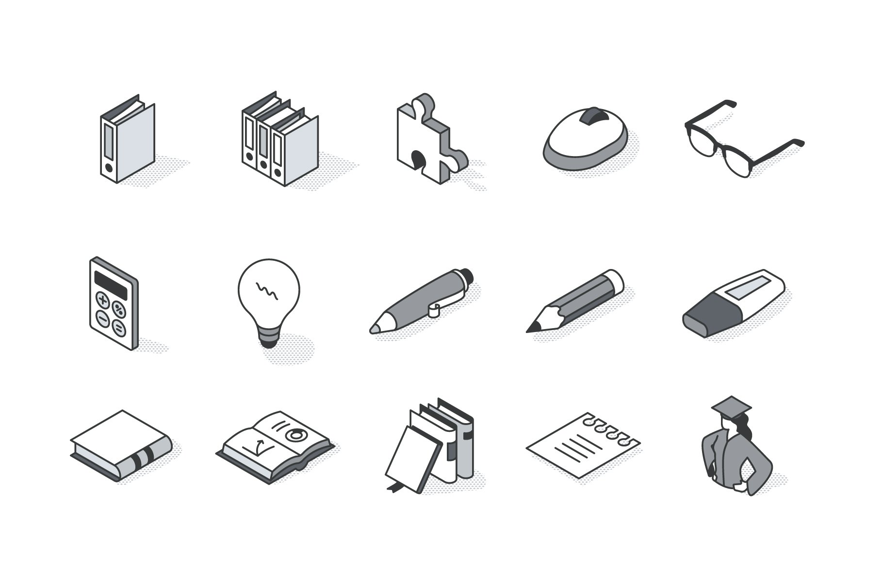 Isometric, 50 Icons | Education preview image.