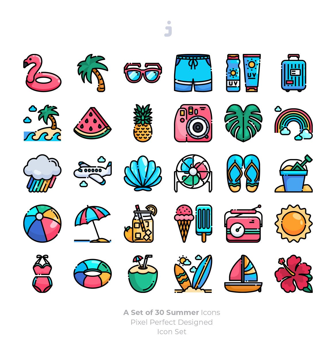 30 Summer Icon set preview image.