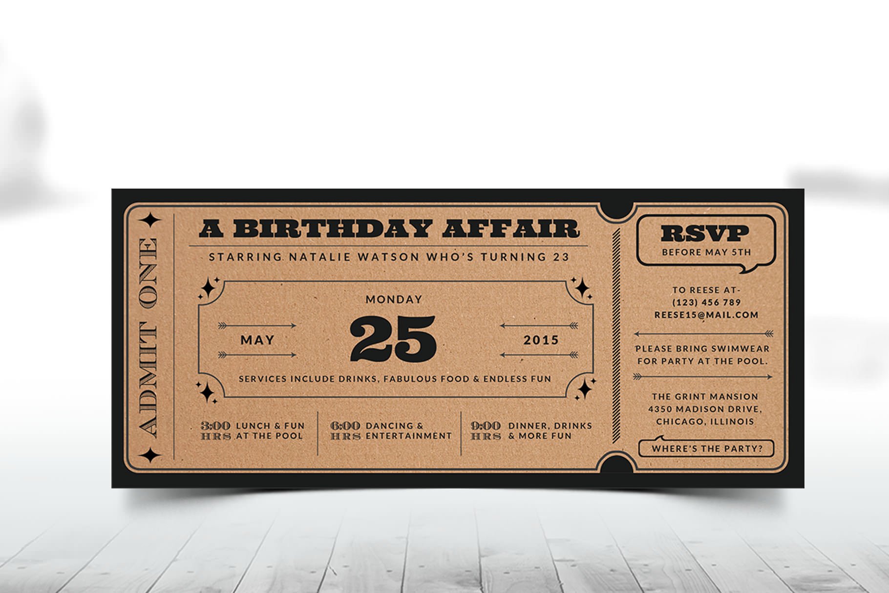 Birthday Ticket Invitation Pack cover image.