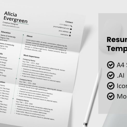 Minimal resume template cover image.