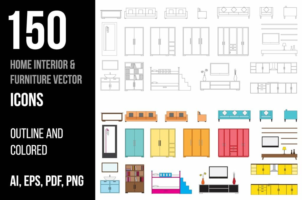 Home Interior Furniture Vector Icons – MasterBundles
