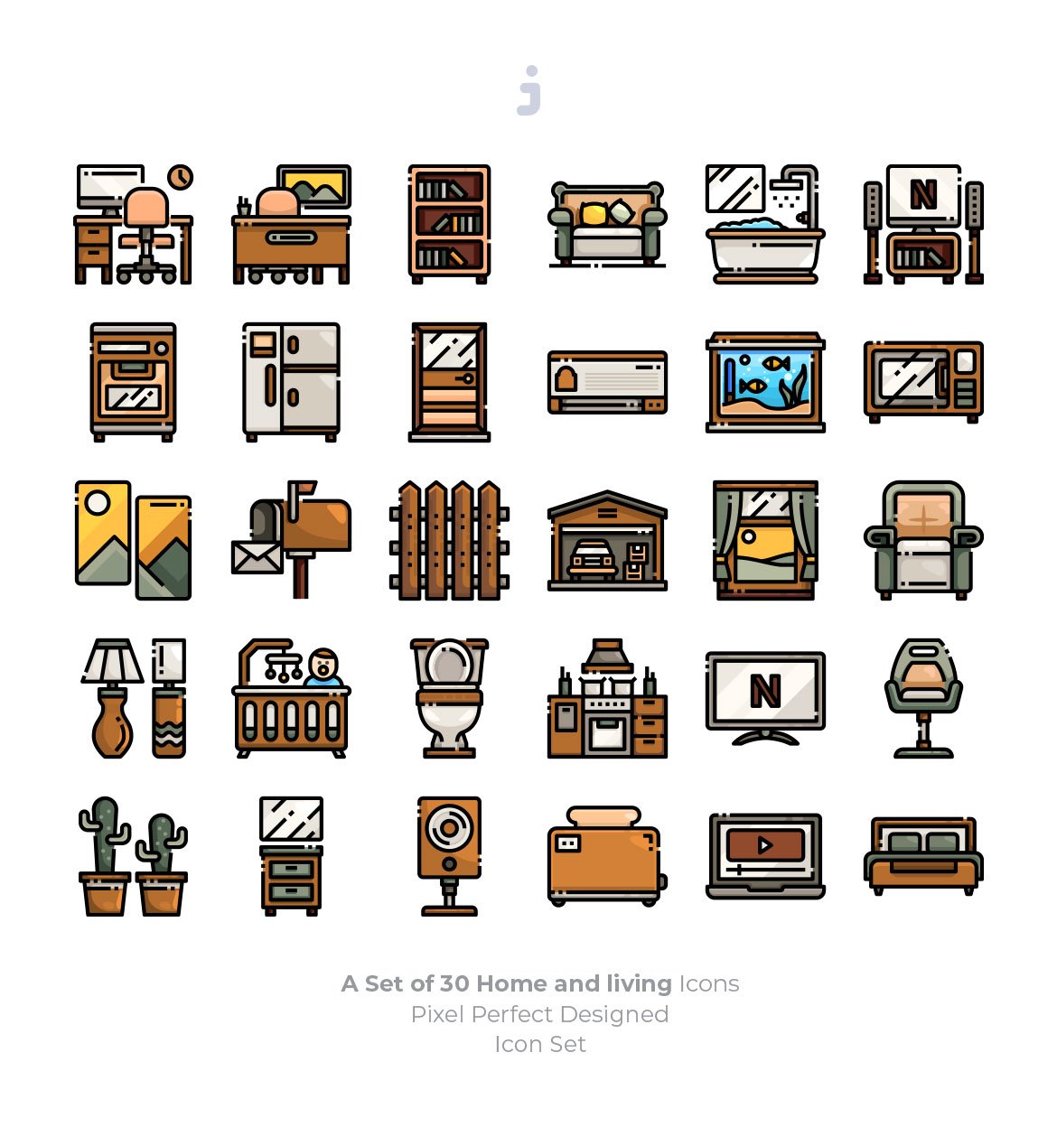 30 Furniture icon set preview image.