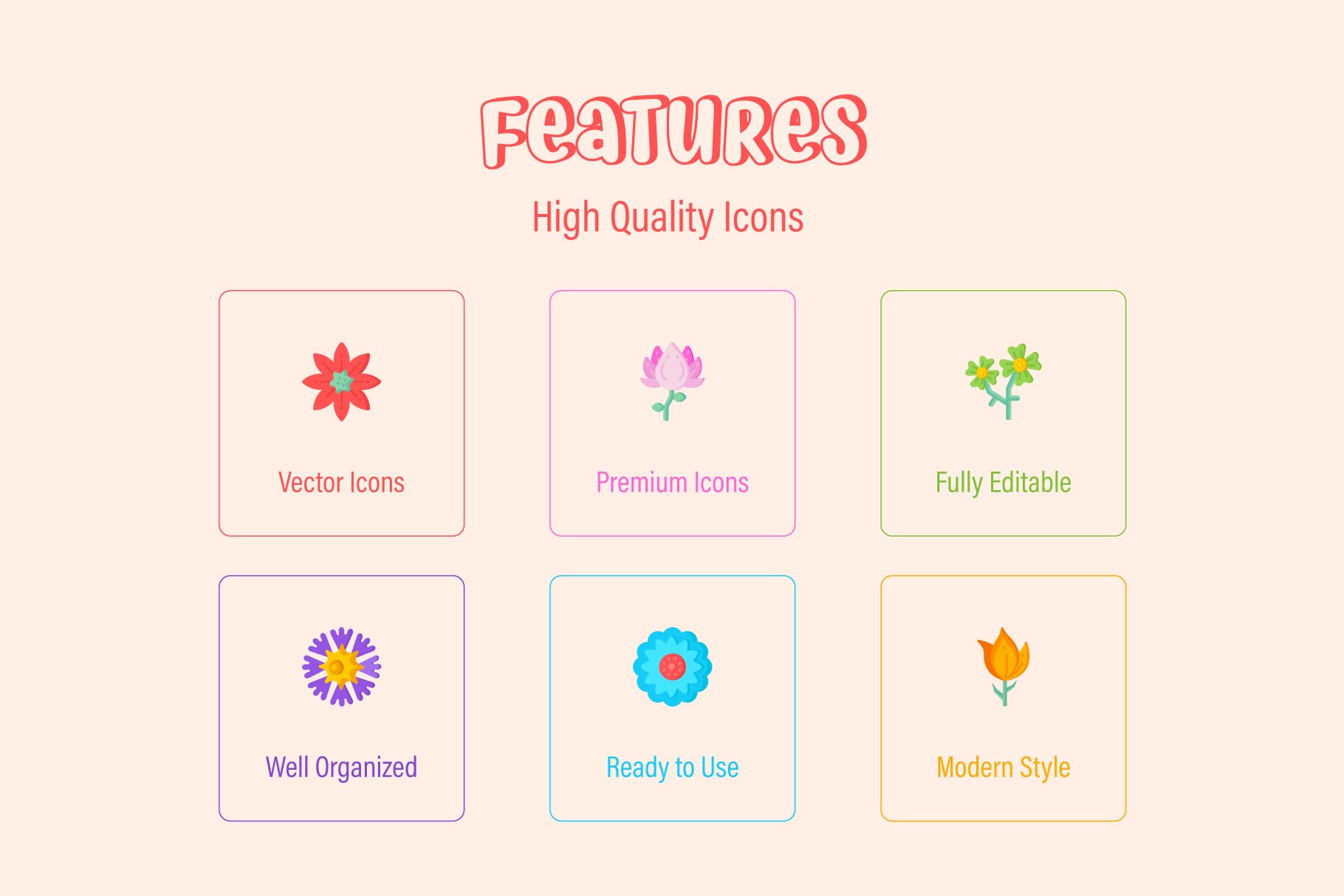300 Flat Flower Icons preview image.