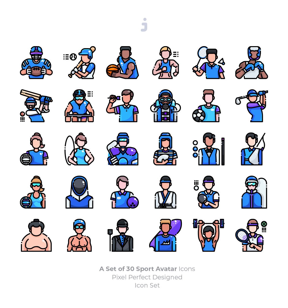 30 Sport Avatar Icon set preview image.