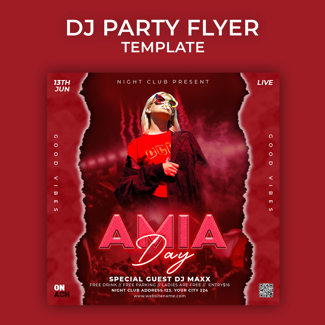 DJ Party Flyer Photoshop Template psd cover image.