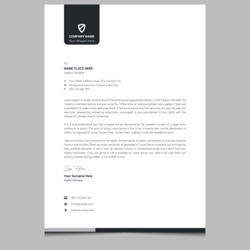 Corporate business letterhead template design cover image.
