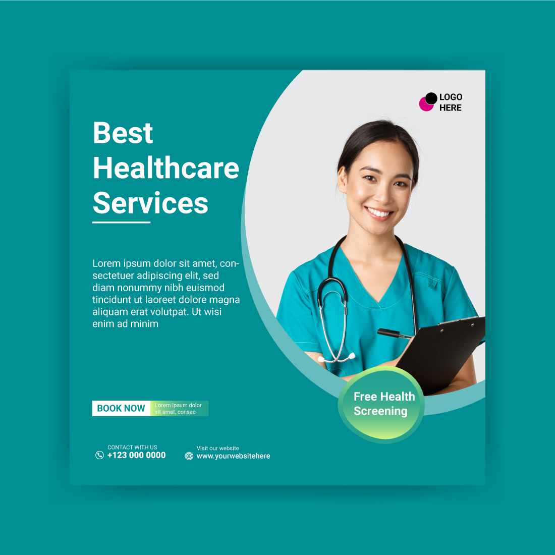 Medical healthcare services social media and instagram post template cover image.