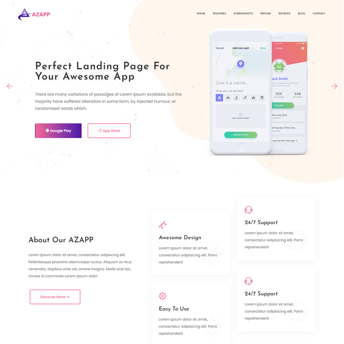 Mobile App Landing Page Template cover image.