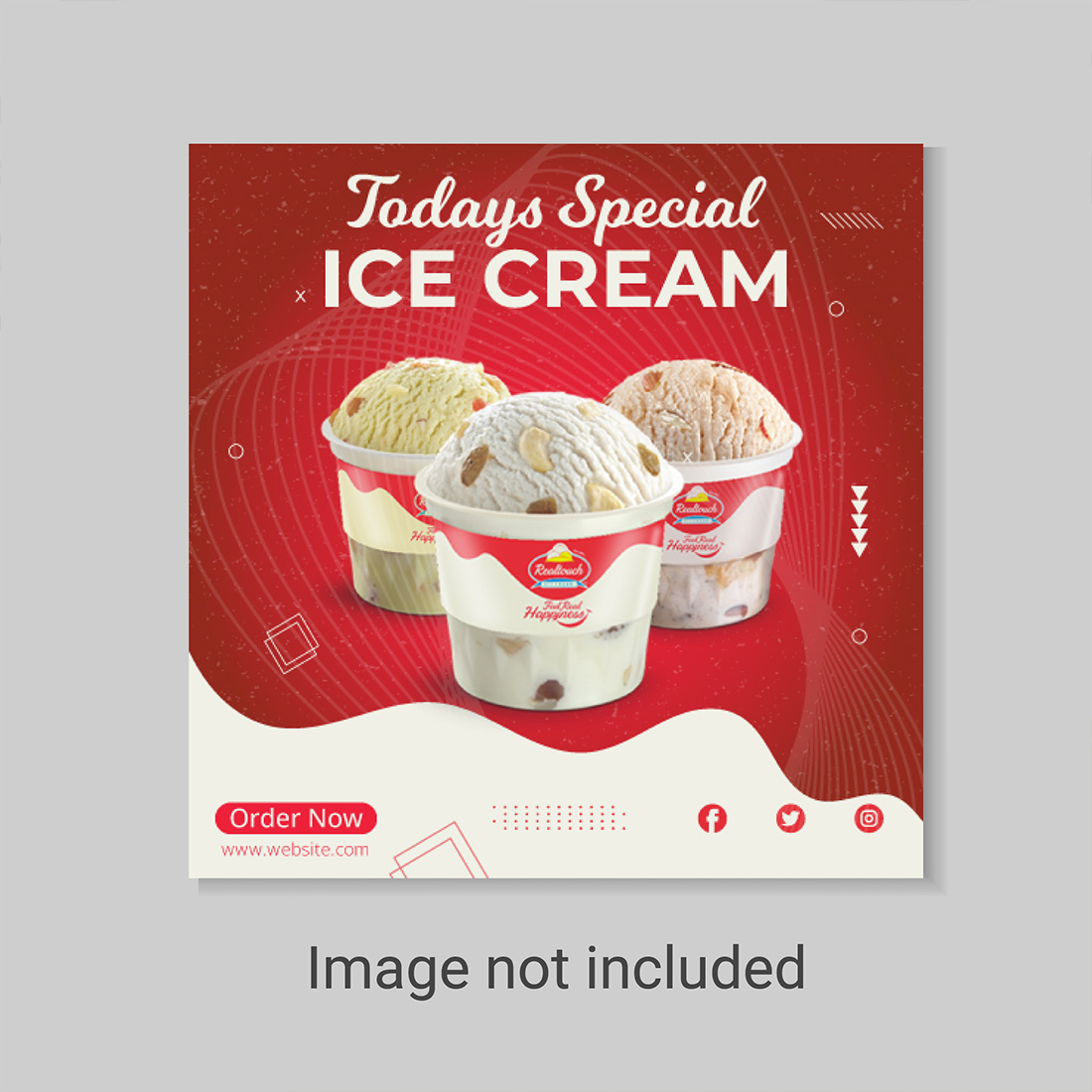 ice cream concept social media post template preview image.