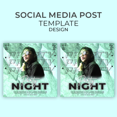 Night party flyer social media post and instagram banner template cover image.
