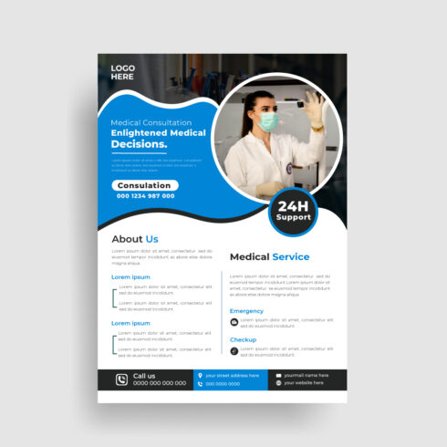 Corporate medical flyer design template cover image.
