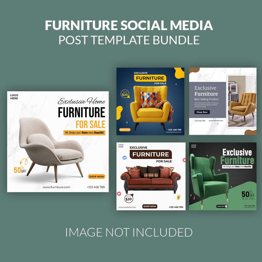 PSD furniture sale Instagram post and social media template preview image.