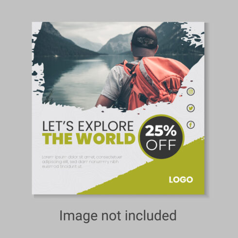 travel and tourism Instagram post or social media post template cover image.