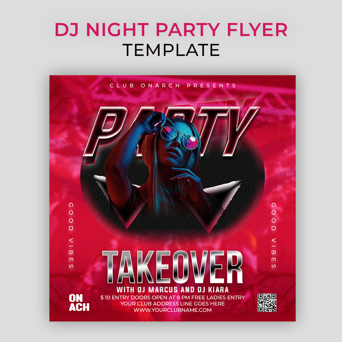 DJ Party Flyer Photoshop Template psd cover image.