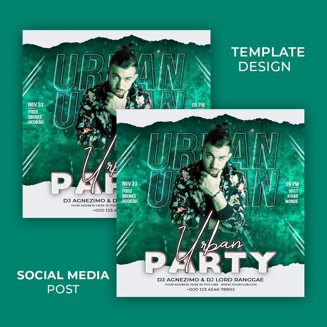 Urban party flyer social media post template cover image.