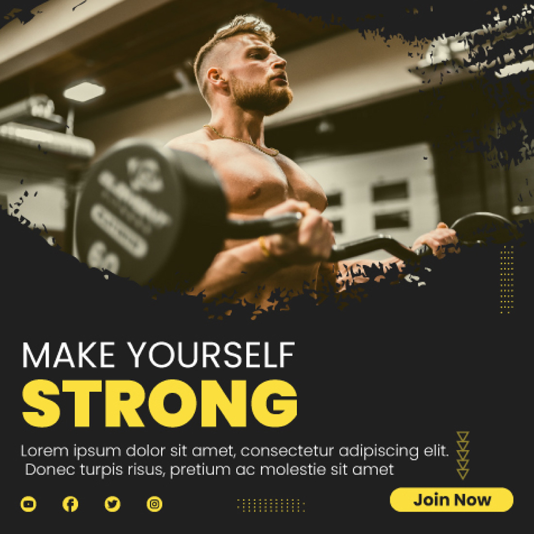 gym fitness social media post template cover image.