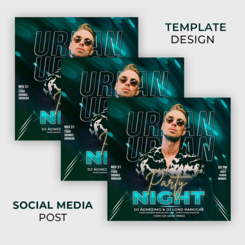 Urban night Party Flyer & Social Media Post Templates cover image.