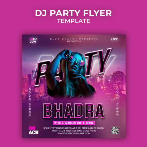 DJ Party Flyer Photoshop Template psd cover image.
