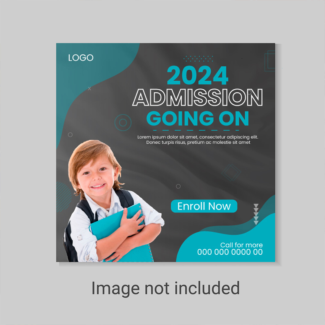 school admission social media post and web banner template preview image.