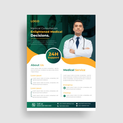 Creative medical flyer design template cover image.