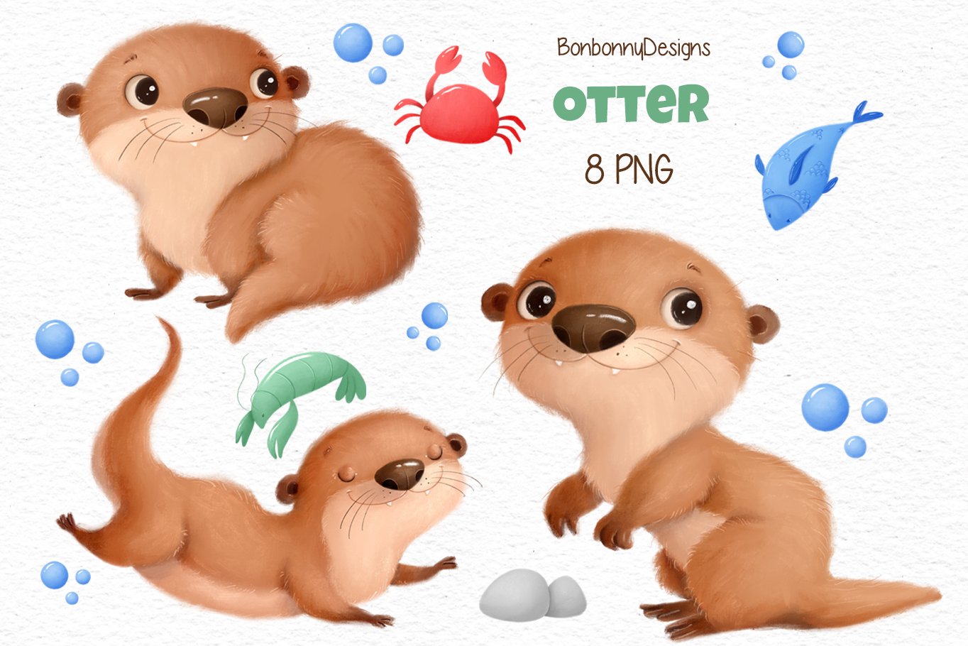 Cute Otter Clipart cover image.
