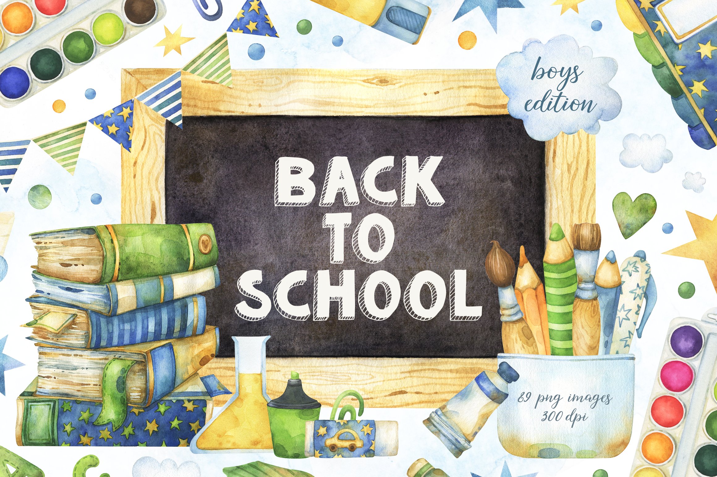 Back to School Boys edition clipart cover image.