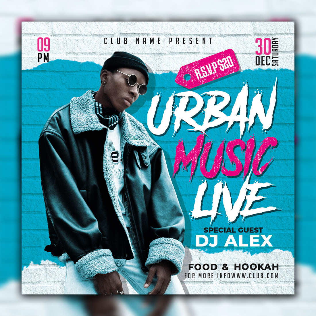 DJ Party Flyer PSD Template for Social Media cover image.