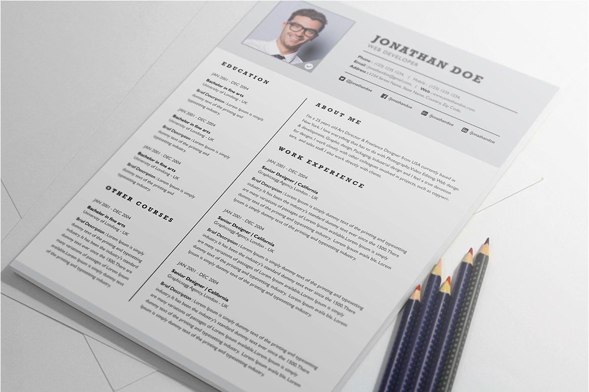 Professional two page resume set preview image.