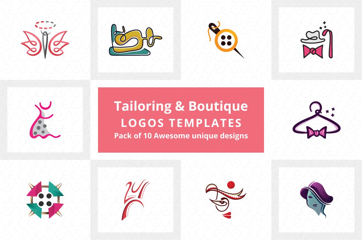 Tailoring & Boutique Logo Templates cover image.