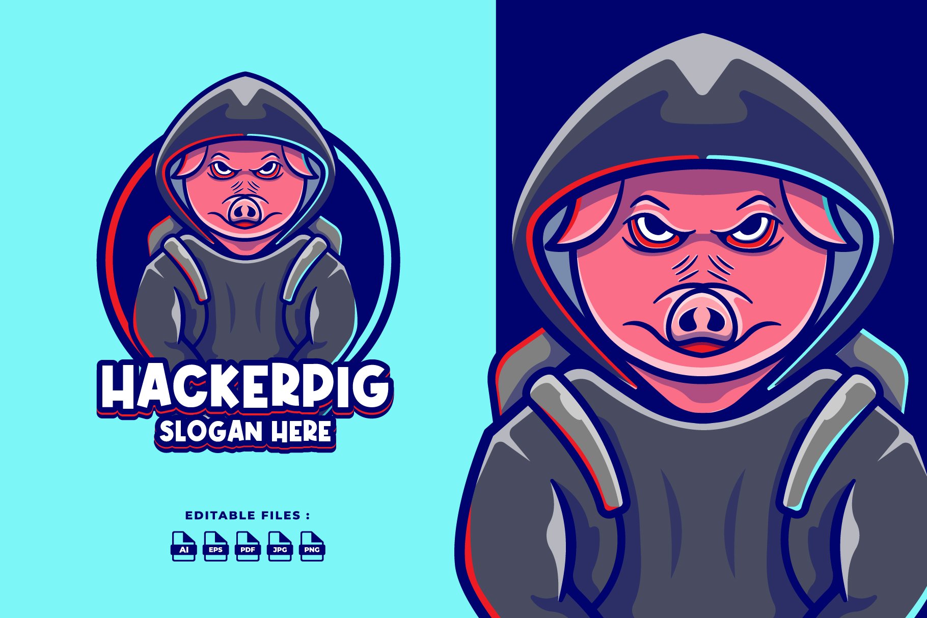 Pig Mascot Character Logo cover image.