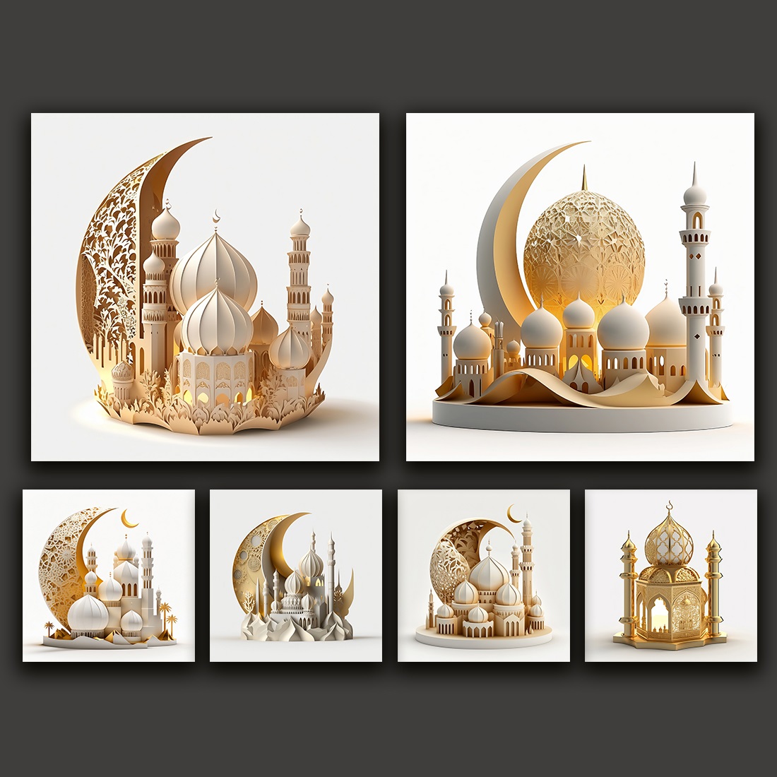 Ramadan Kareem and Eid Mubarak Islamic Background Collection cover image.
