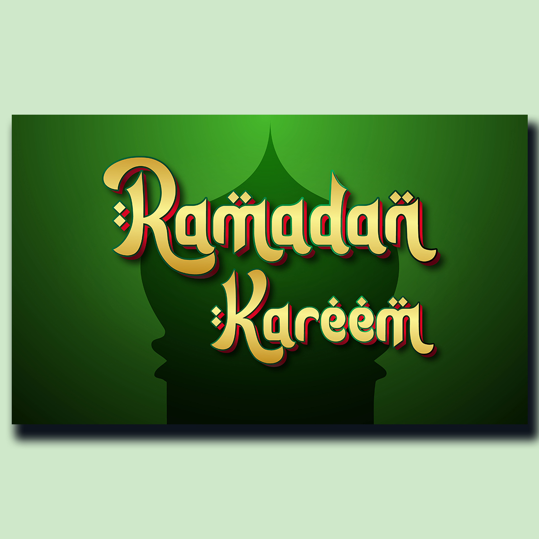 Ramadan Kareem Greetings Editable 3D Text Effect cover image.