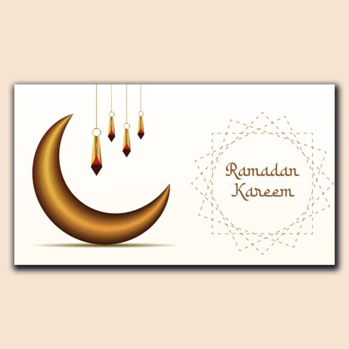 Elegant Islamic Design for Ramadan Celebrations with 3D Moon and Stars cover image.
