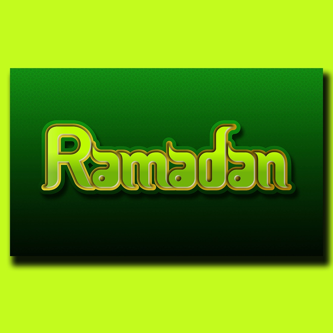 Ramadan Special Editable 3D Text Effect with green color variation preview image.