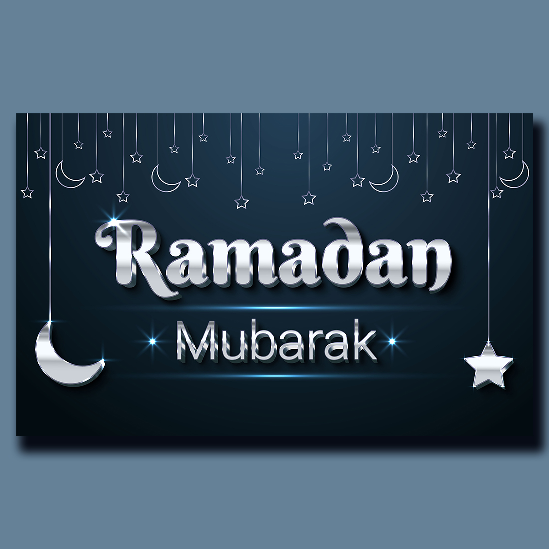 Ramadan Kareem Editable 3D Silver Text Effect preview image.