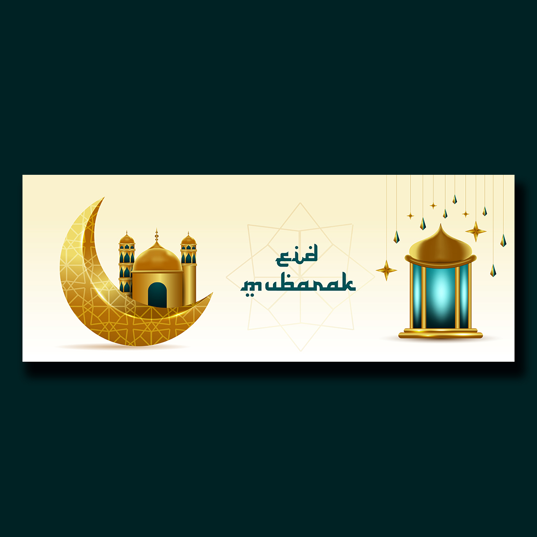 3D Eid Mubarak Social Media Cover Design preview image.