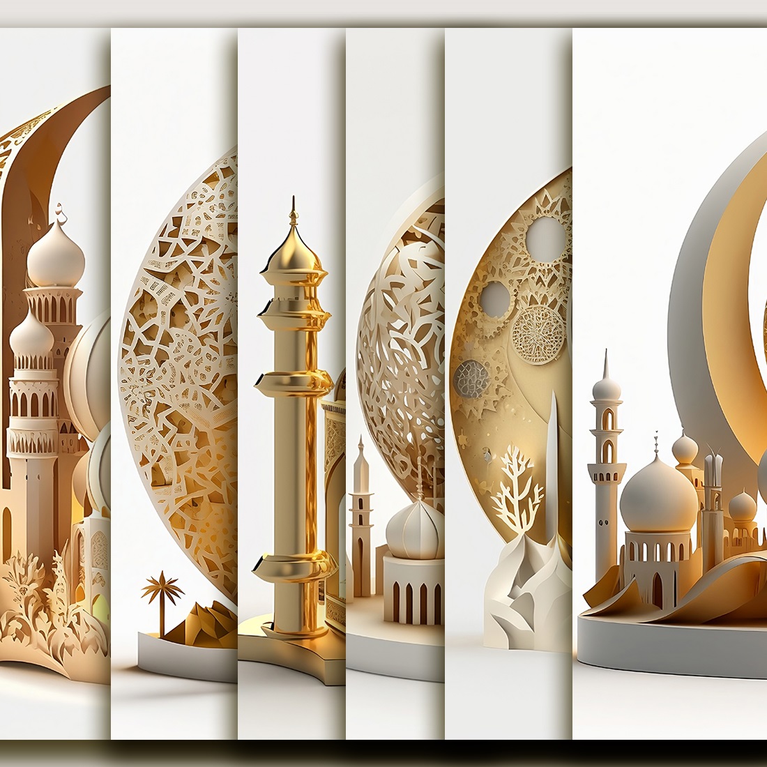 Ramadan Kareem and Eid Mubarak Islamic Background Collection preview image.