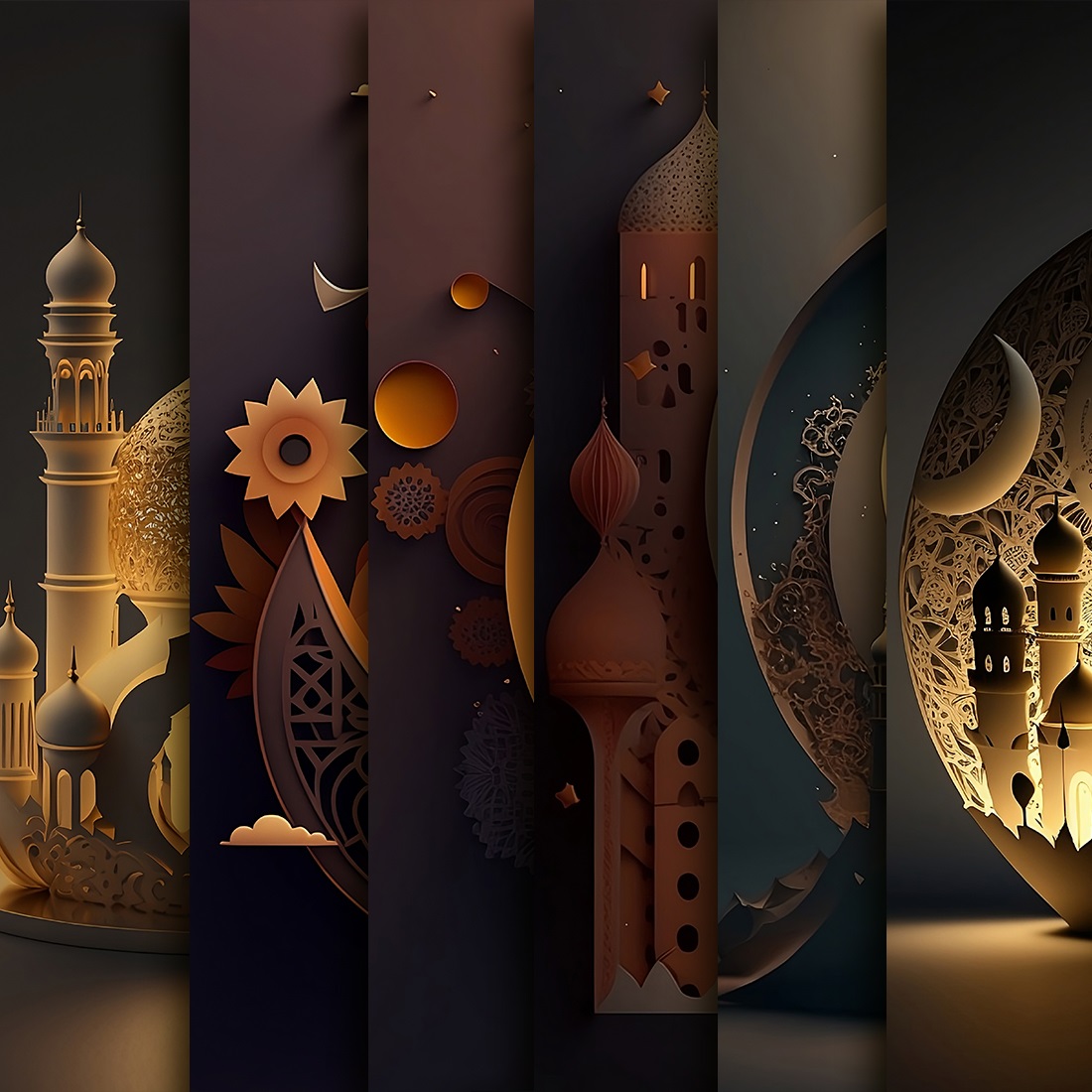 Islamic Background Collection for Ramadan and Eid Celebration preview image.