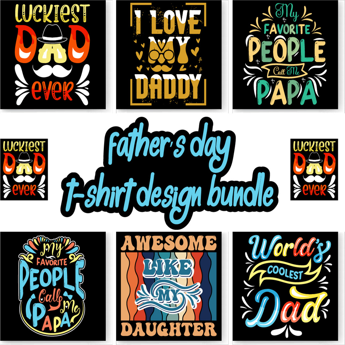 Father's day t-shirt design bundle, Dad t-shirt design, papa t shirt cover image.