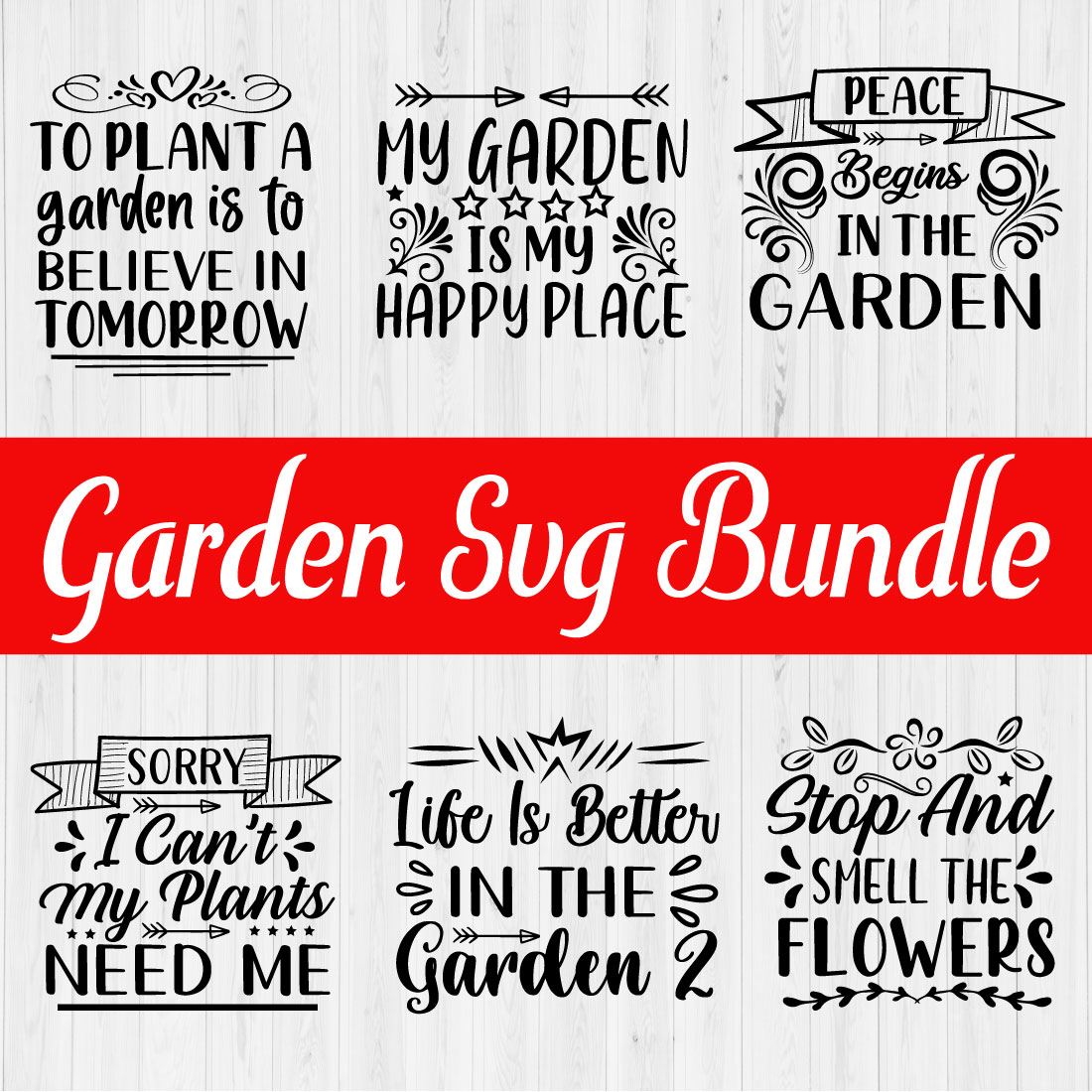 Garden Svg Typography Design Bundle Vol5 cover image.