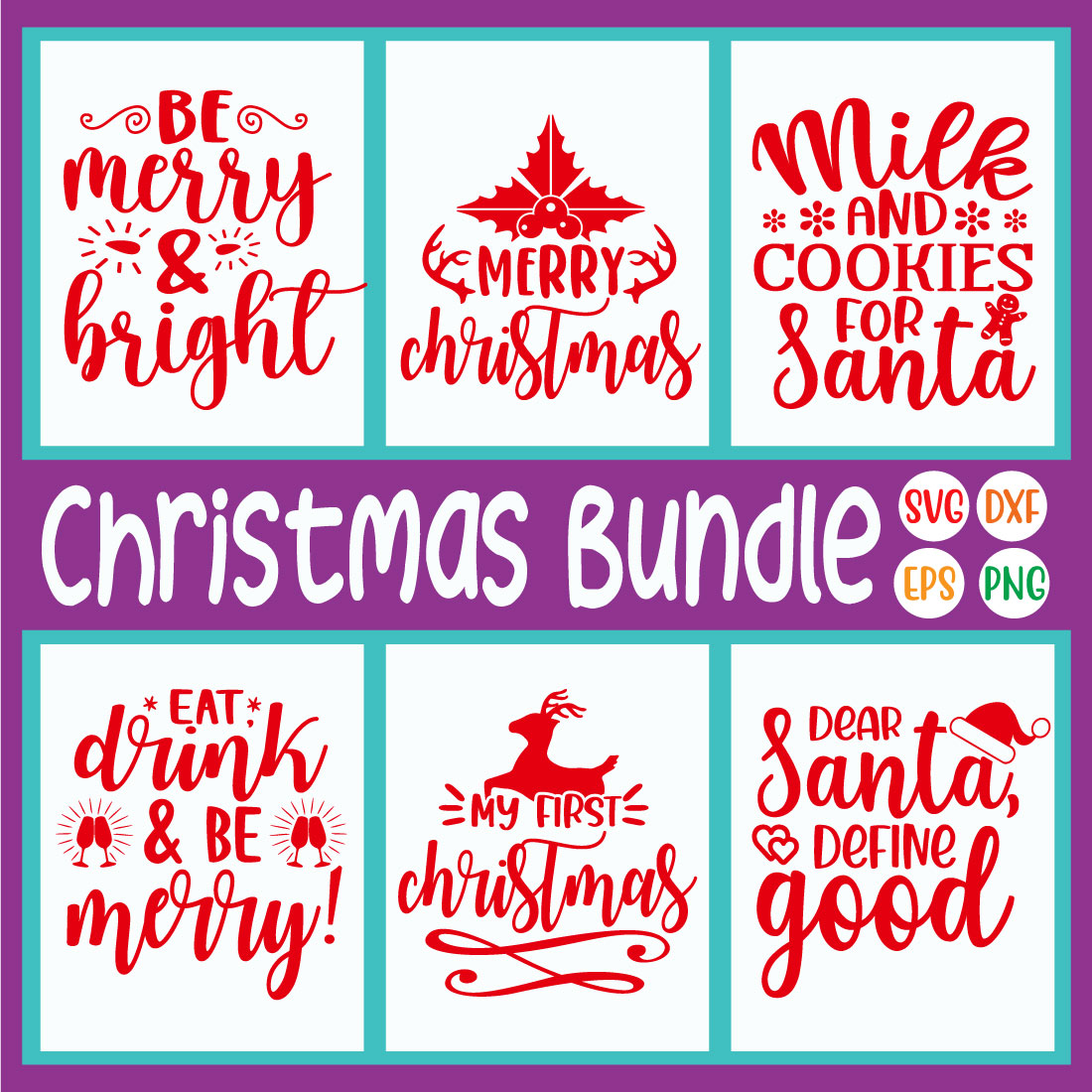 Christmas Svg Quotes Design Bundle Vol37 cover image.