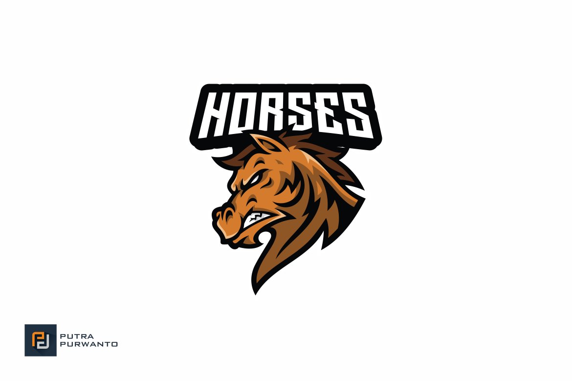 Horse Mascot Esport Logo Design preview image.