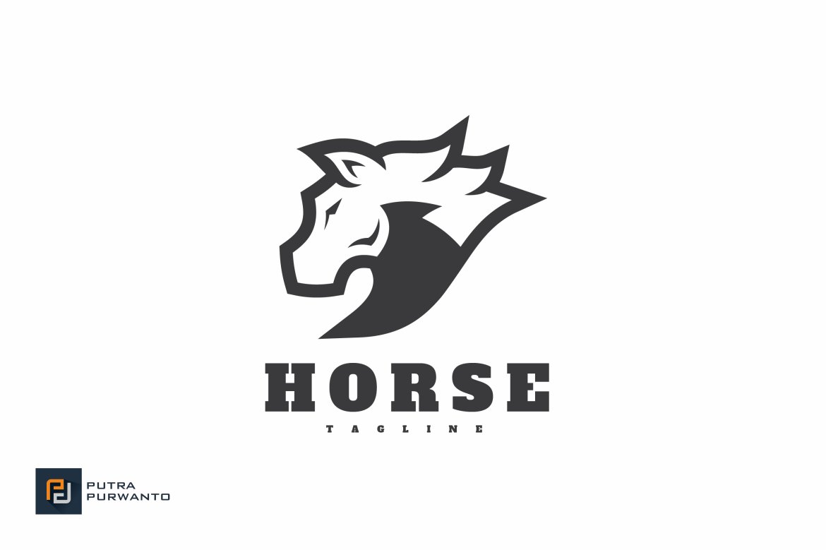 Abstract Horse Head Mascot Logo preview image.