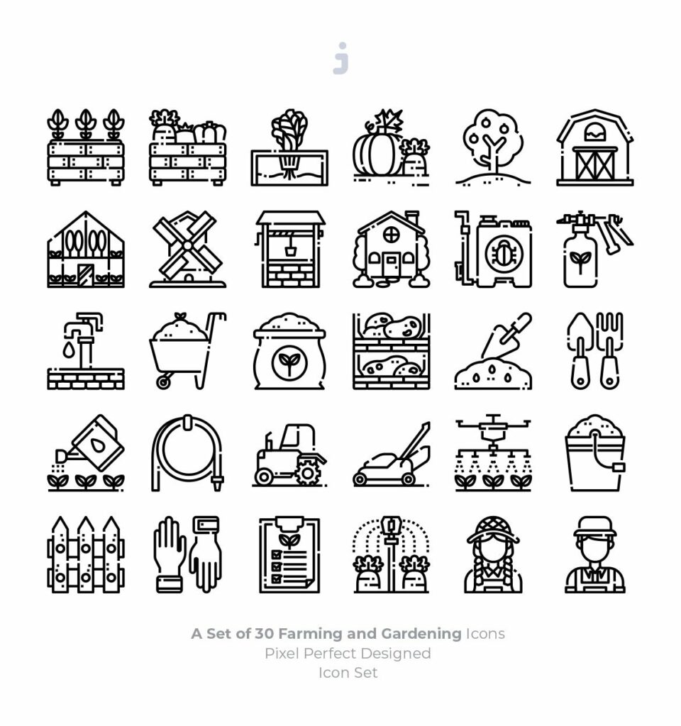 30 Farming and Gardening Icon set – MasterBundles