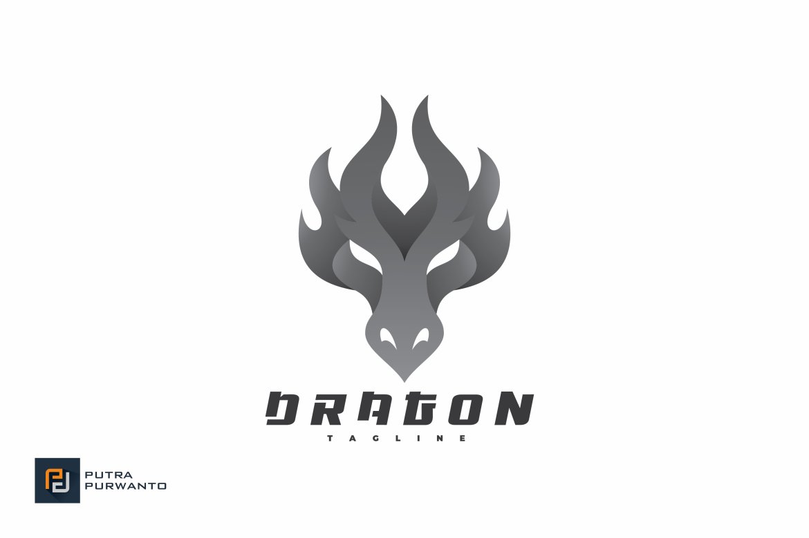 Dragon Face Fire Logo preview image.