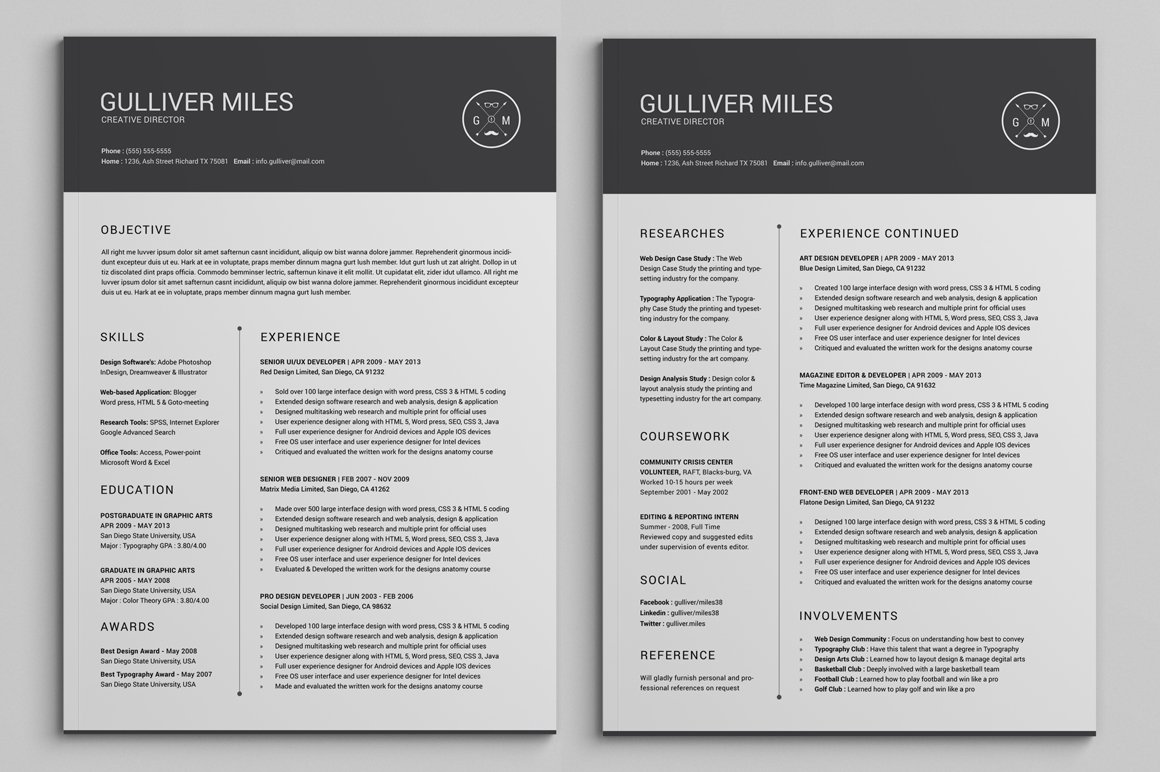 2 Pages Resume CV | Extended Pack preview image.