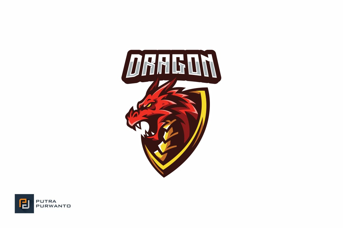 Dragon Mascot Esport Gaming Logo preview image.